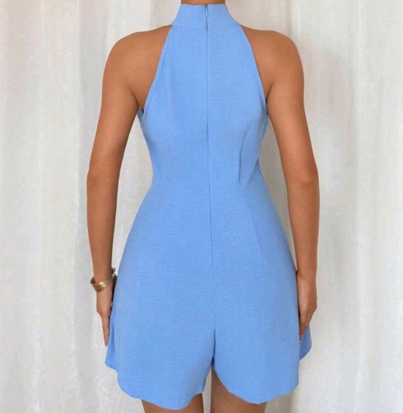 Stand Collar Backless Sexy Asymmetrical Romper For Women - Picture 2 of 4